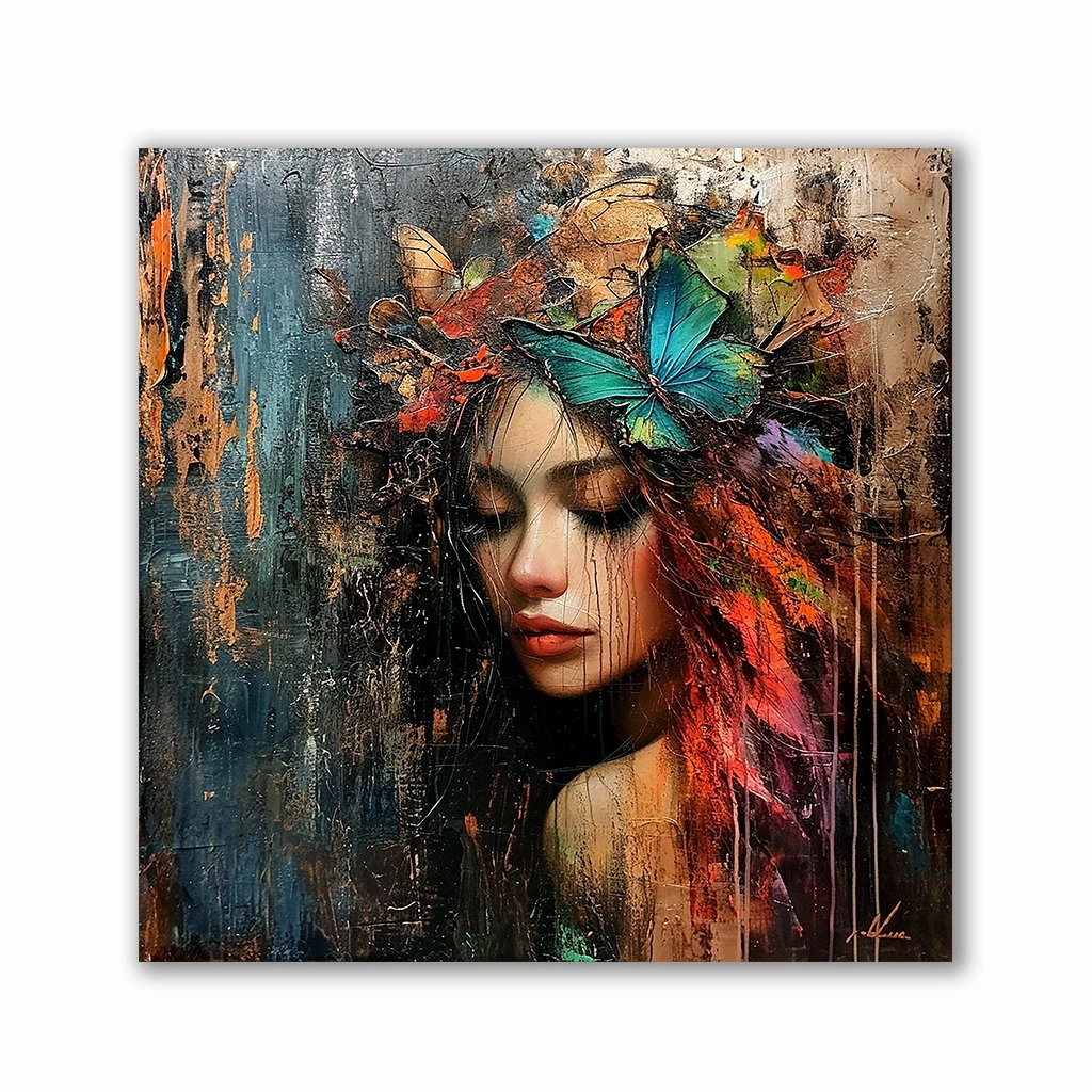 Colorful Woman by Catil framed mural artwork