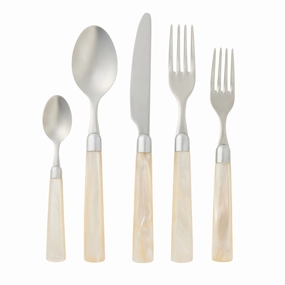 Colson Polished Silver & Ivory 5 Piece Flatware Set mini desktop sculpture