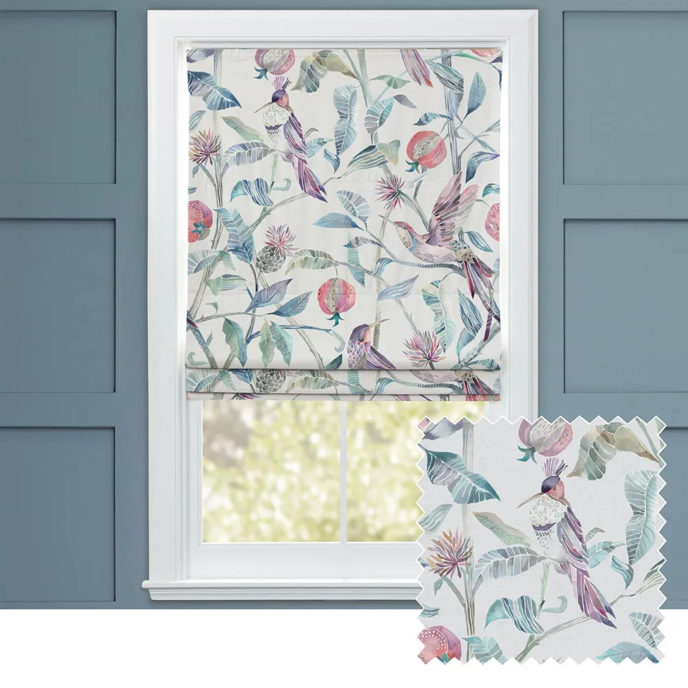 Colyford Printed Cotton Made to Measure Roman Blinds Loganberry chic floor carpet  