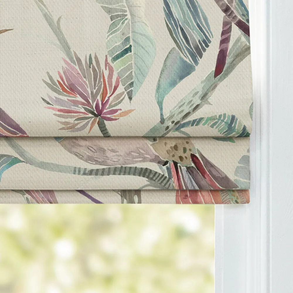 Colyford Printed Cotton Made to Measure Roman Blinds Loganberry/Natural