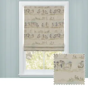 Come By Printed Linen Made to Measure Roman Blinds Natural chic floor carpet  