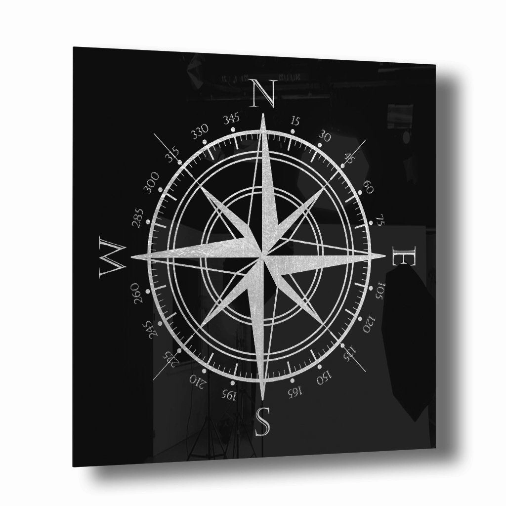 Compass Silver on Acrylic framed mural artwork