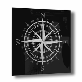 Compass Silver on Acrylic framed mural artwork