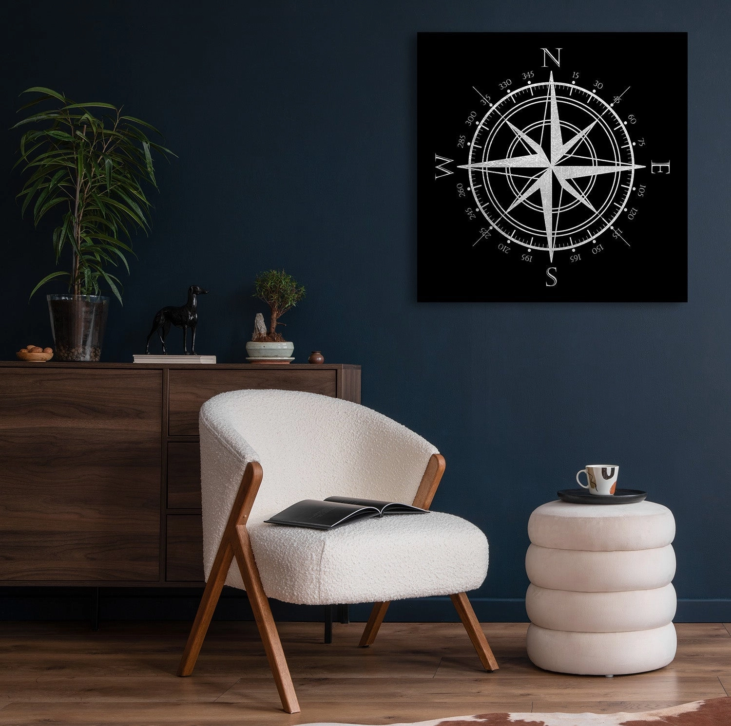 Compass Silver on Acrylic
