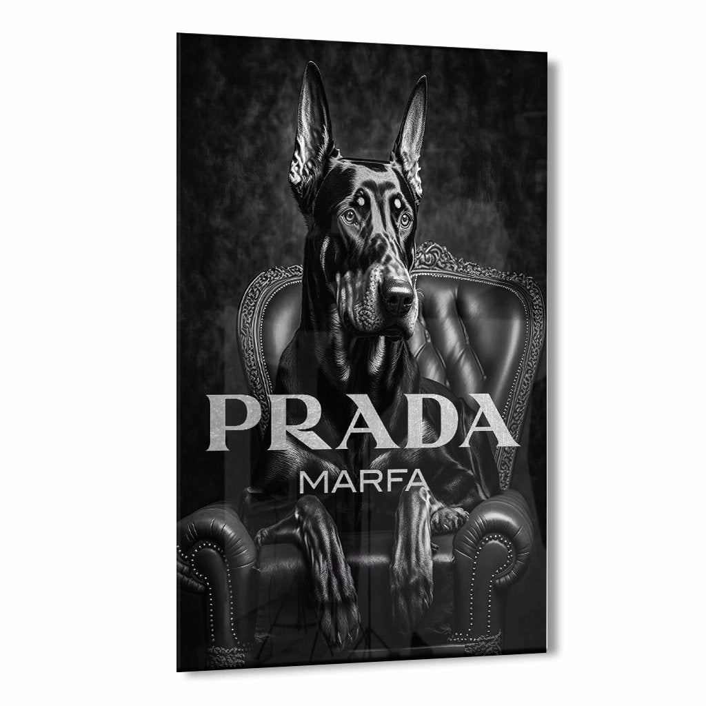 Confident Prada by Adrian Vieriu Silver on Acrylic framed mural artwork