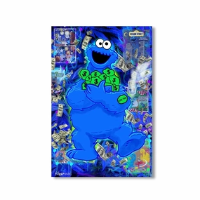 Cookie Monster by Kiss Pink framed mural artwork