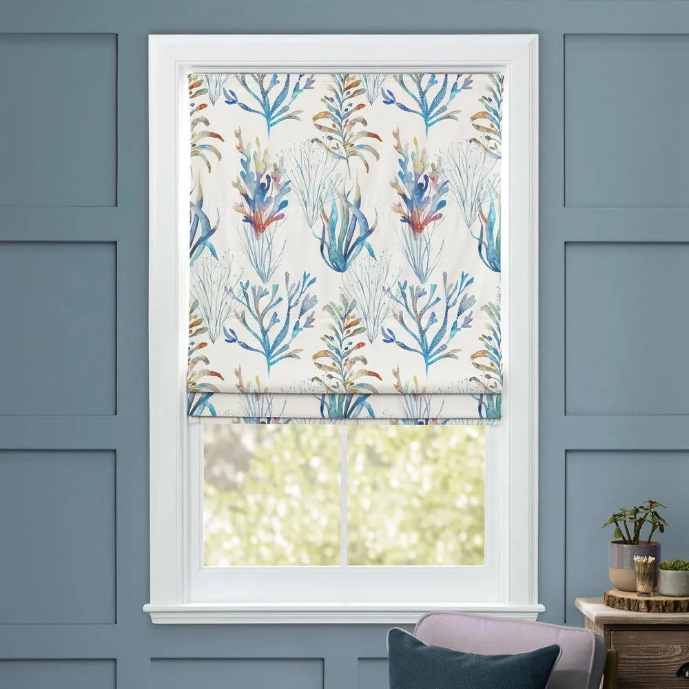 Coral Reef Printed Cotton Made to Measure Roman Blinds Cobalt