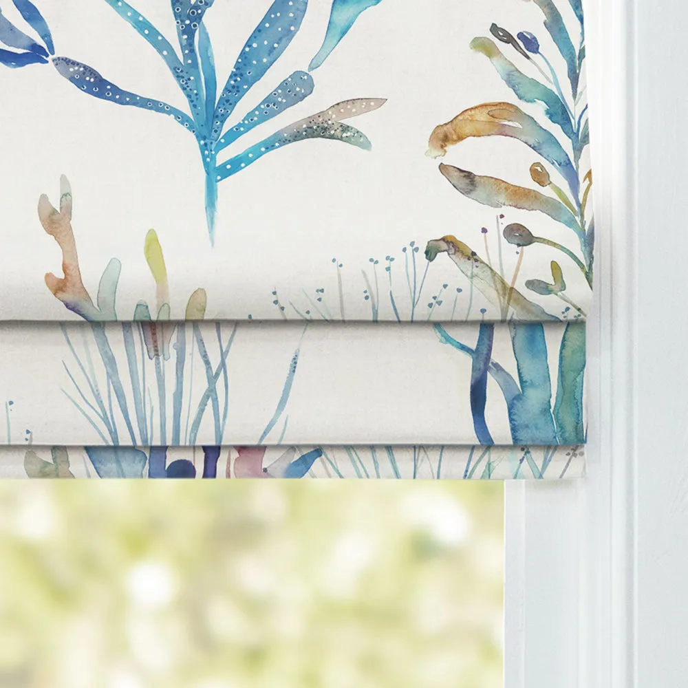 Coral Reef Printed Cotton Made to Measure Roman Blinds Cobalt