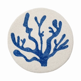 Coral Hand Beaded Placemat, Cobalt mini desktop sculpture