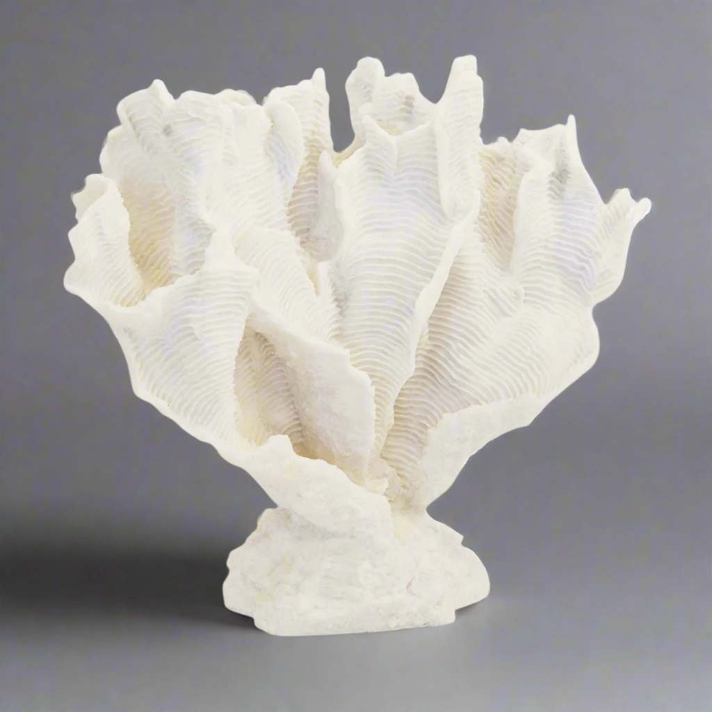 Coral lettuce on stand white x.large (32cm x 40cm) decorative home ornament