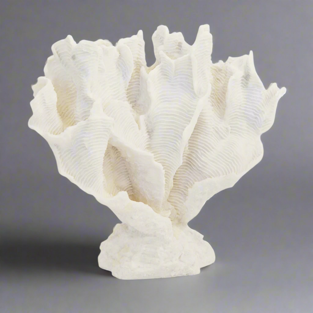 Coral lettuce on stand white x.large (32cm x 40cm) decorative home ornament