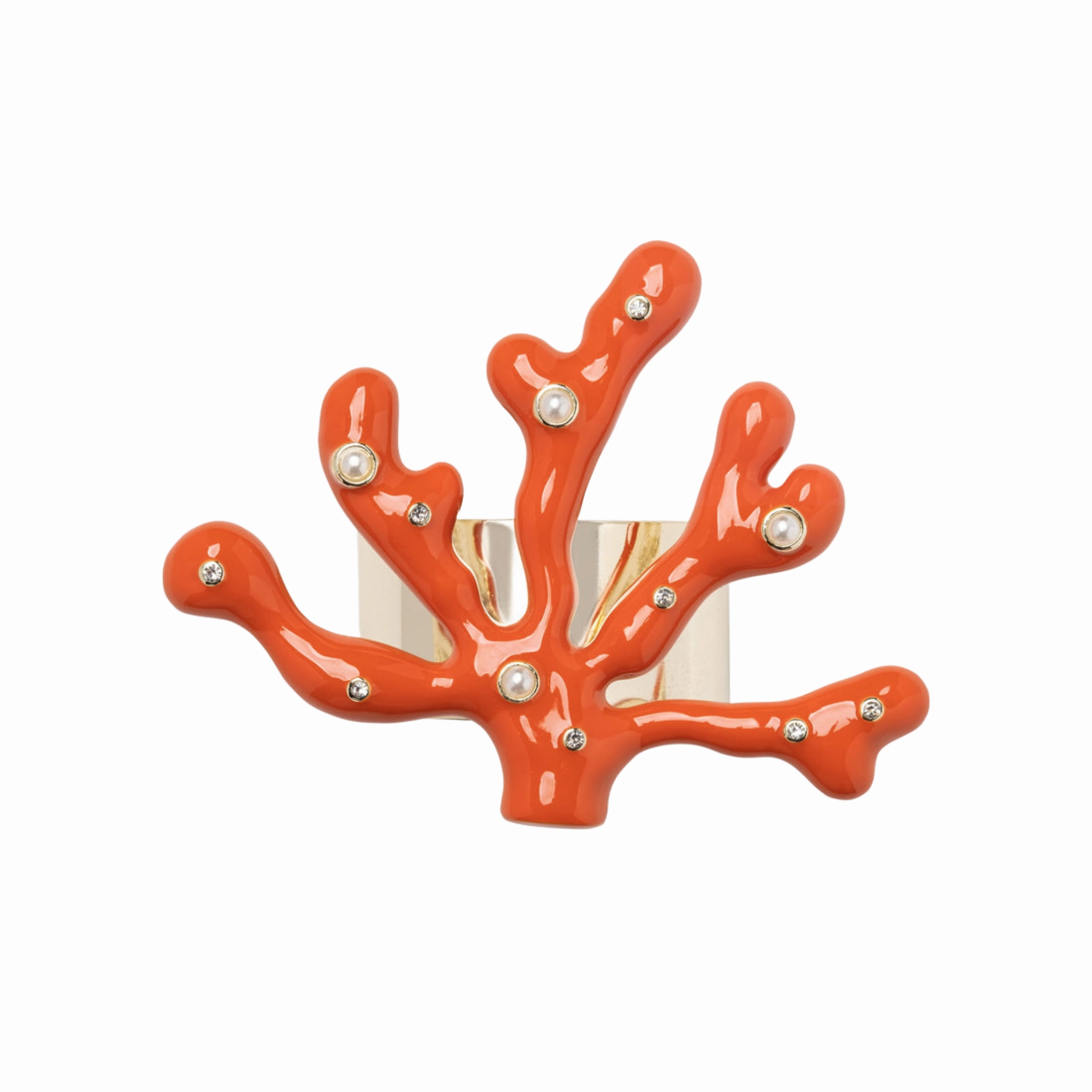 Coral Napkin Rings, Coral, Set of Four