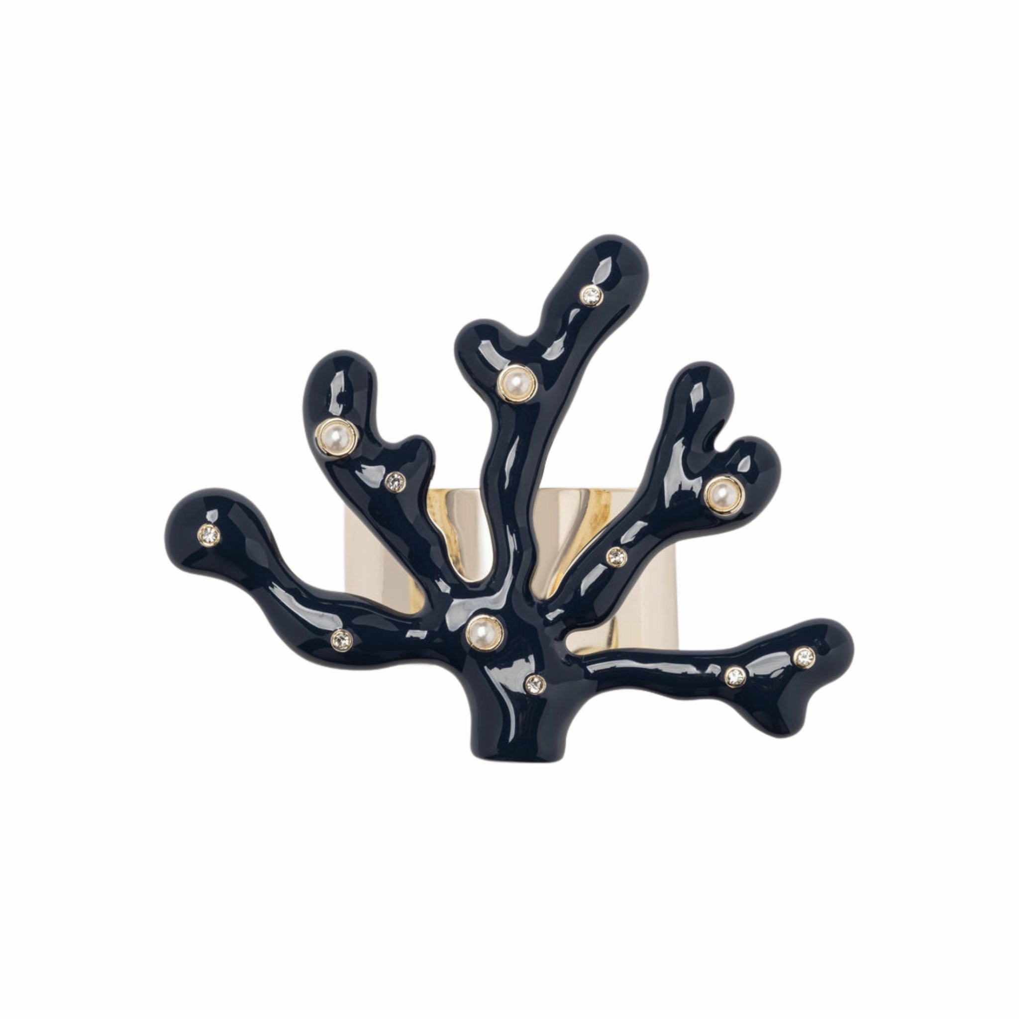 Coral Napkin Rings, Navy, Set of Four