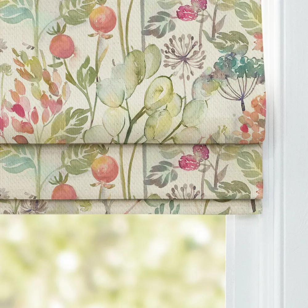 Country Hedgerow Printed Cotton Made to Measure Roman Blinds Coral
