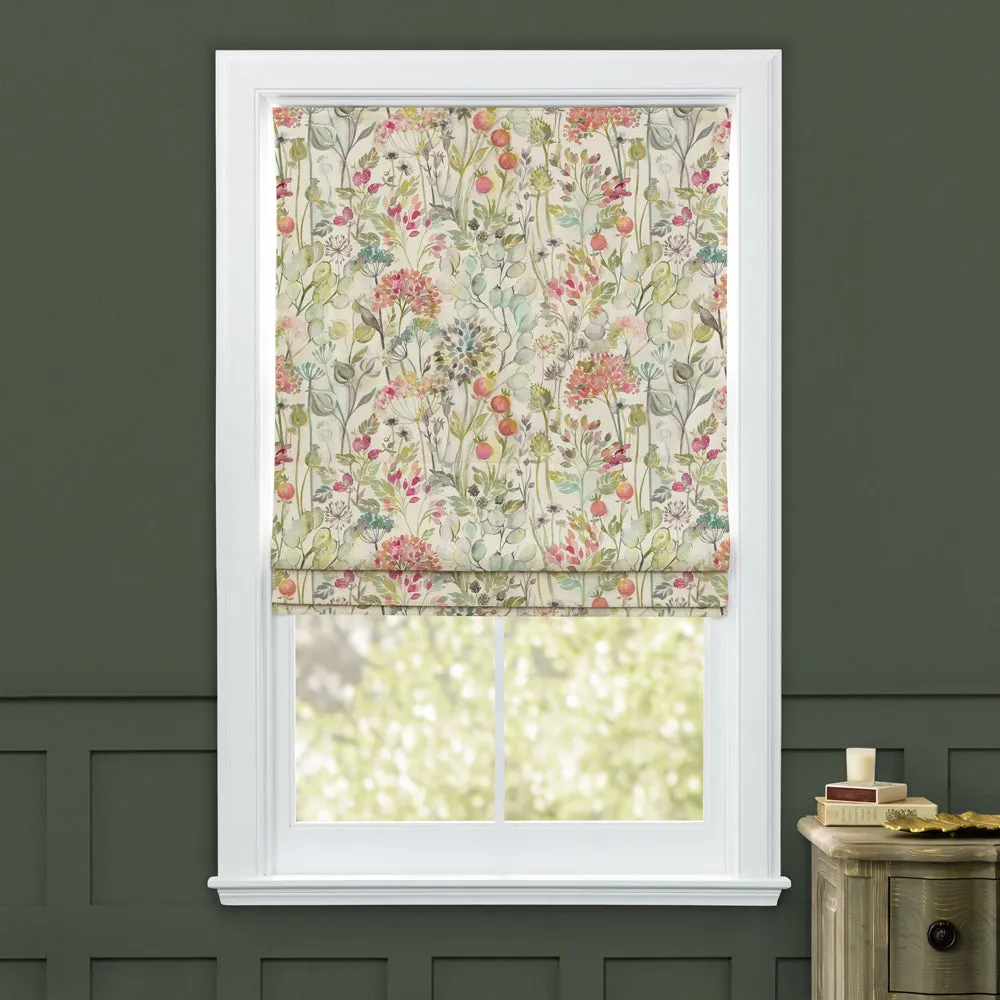 Country Hedgerow Printed Cotton Made to Measure Roman Blinds Coral