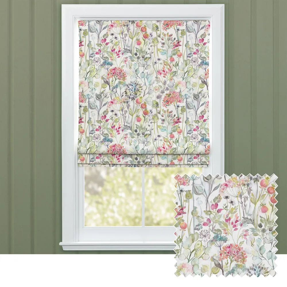 Country Hedgerow Printed Cotton Made to Measure Roman Blinds Coral/Cream chic floor carpet  