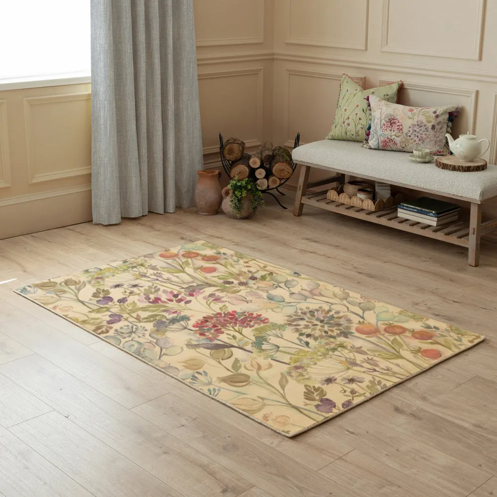 Country Hedgerow Printed Wool Rug Pink modern fashion rug  