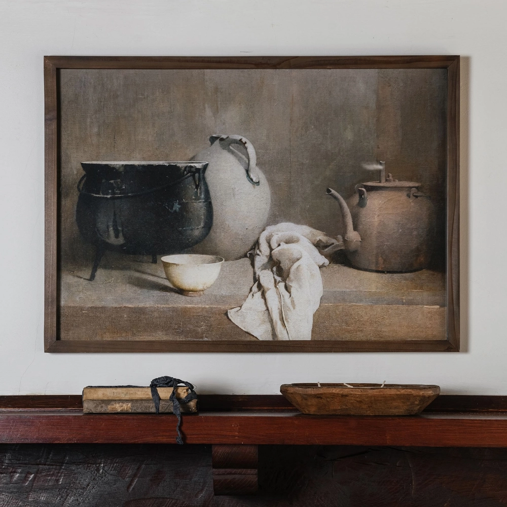 Country Kitchen Pot Framed Wall Art 70cm