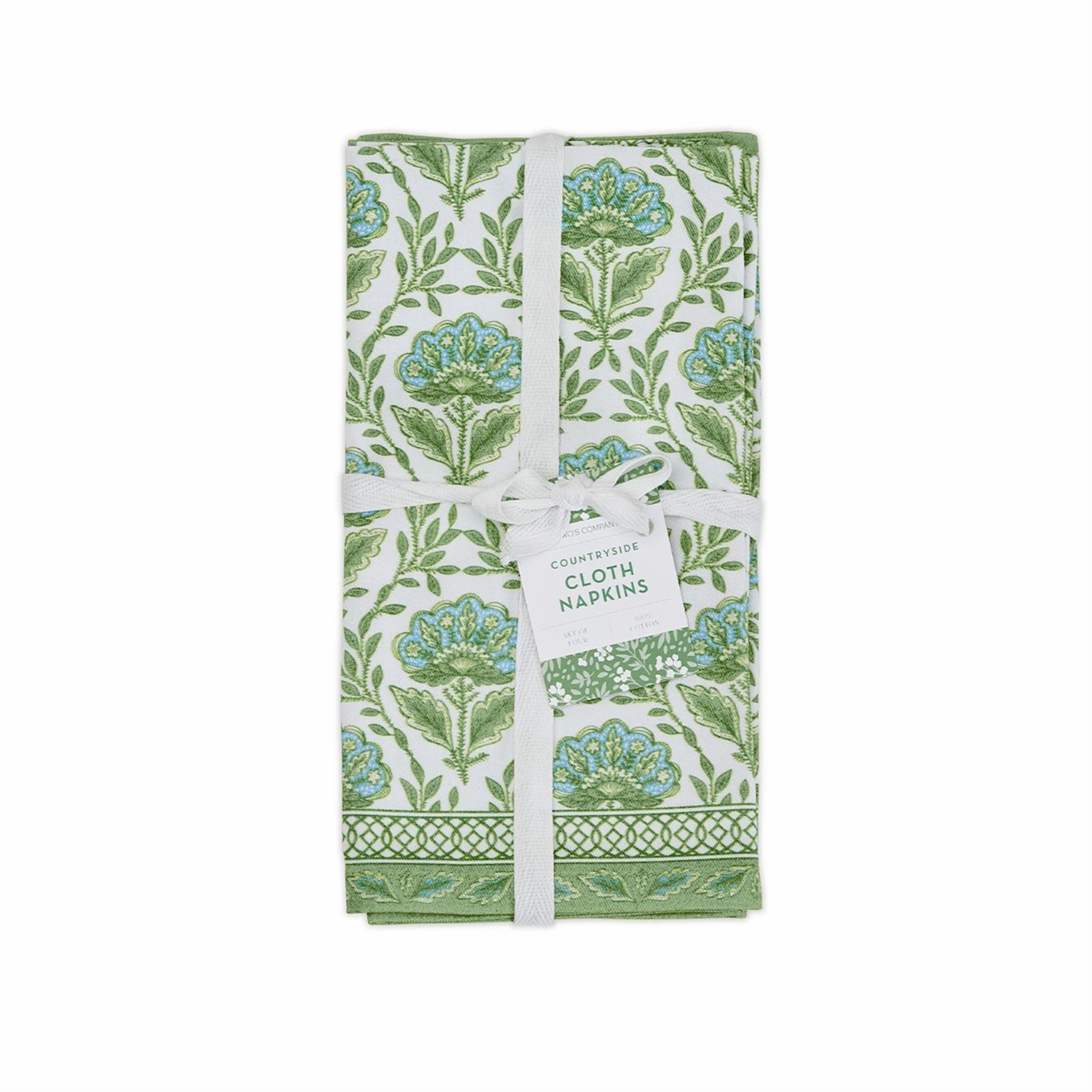 Countryside Green Floral Block Print Napkins