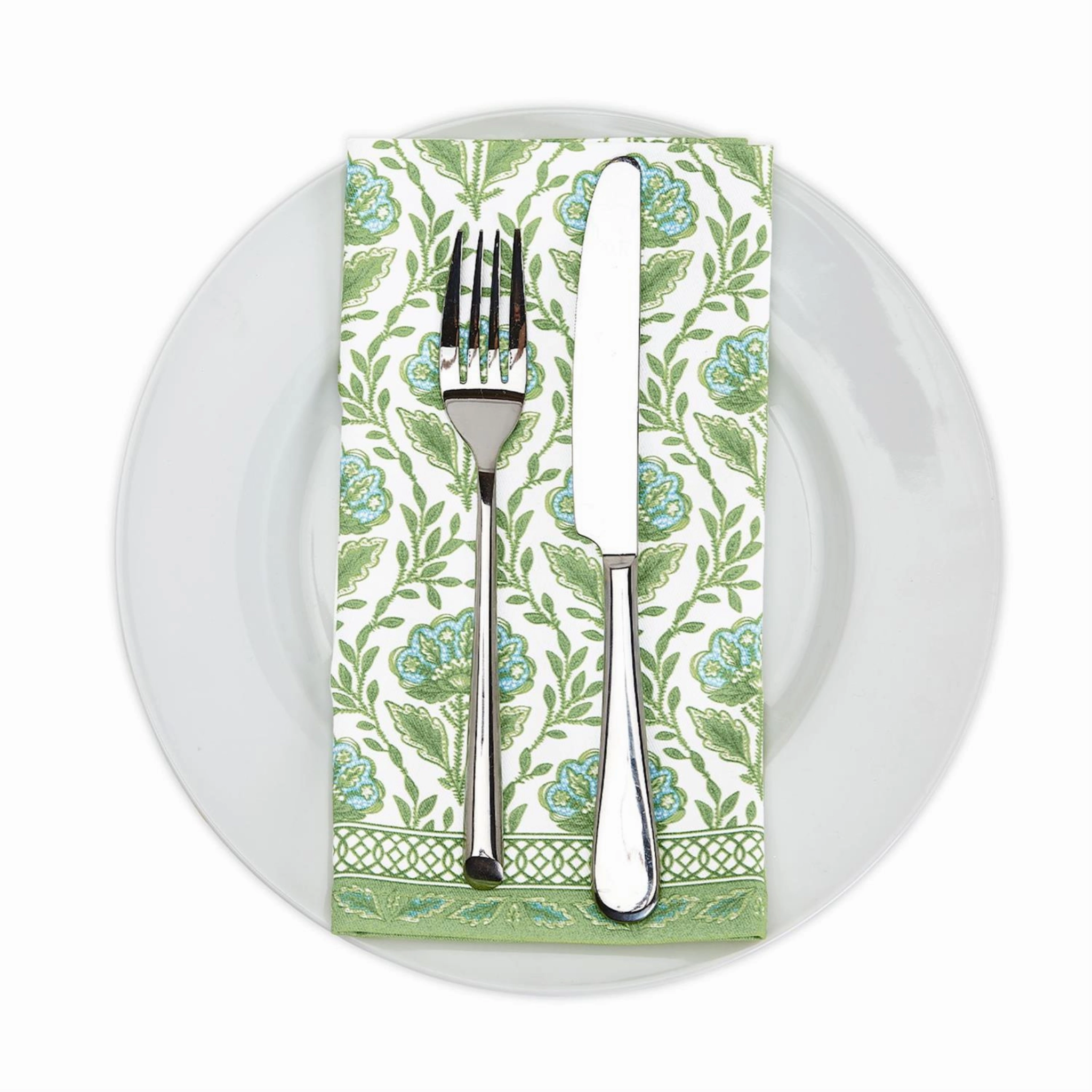 Countryside Green Floral Block Print Napkins