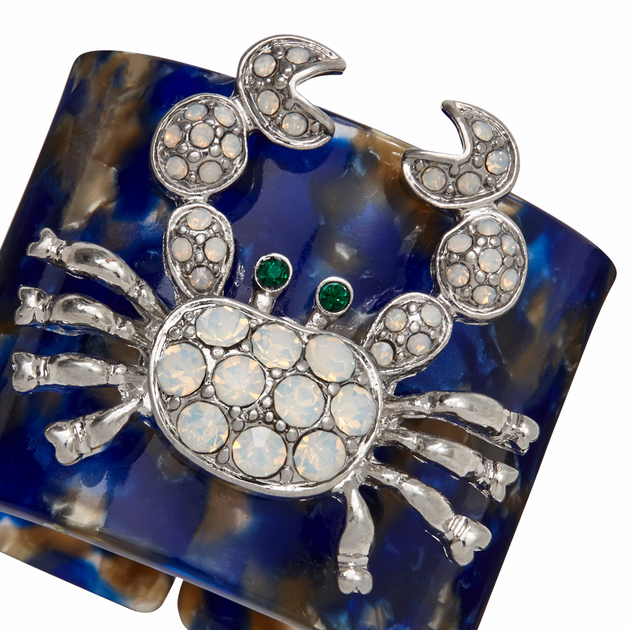 Crab Blue Tortoiseshell Resin Napkin Rings, Set of Four