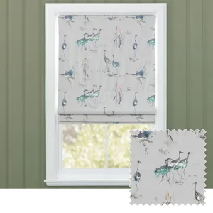 Cranes Printed Made to Measure Roman Blinds Cobalt chic floor carpet  