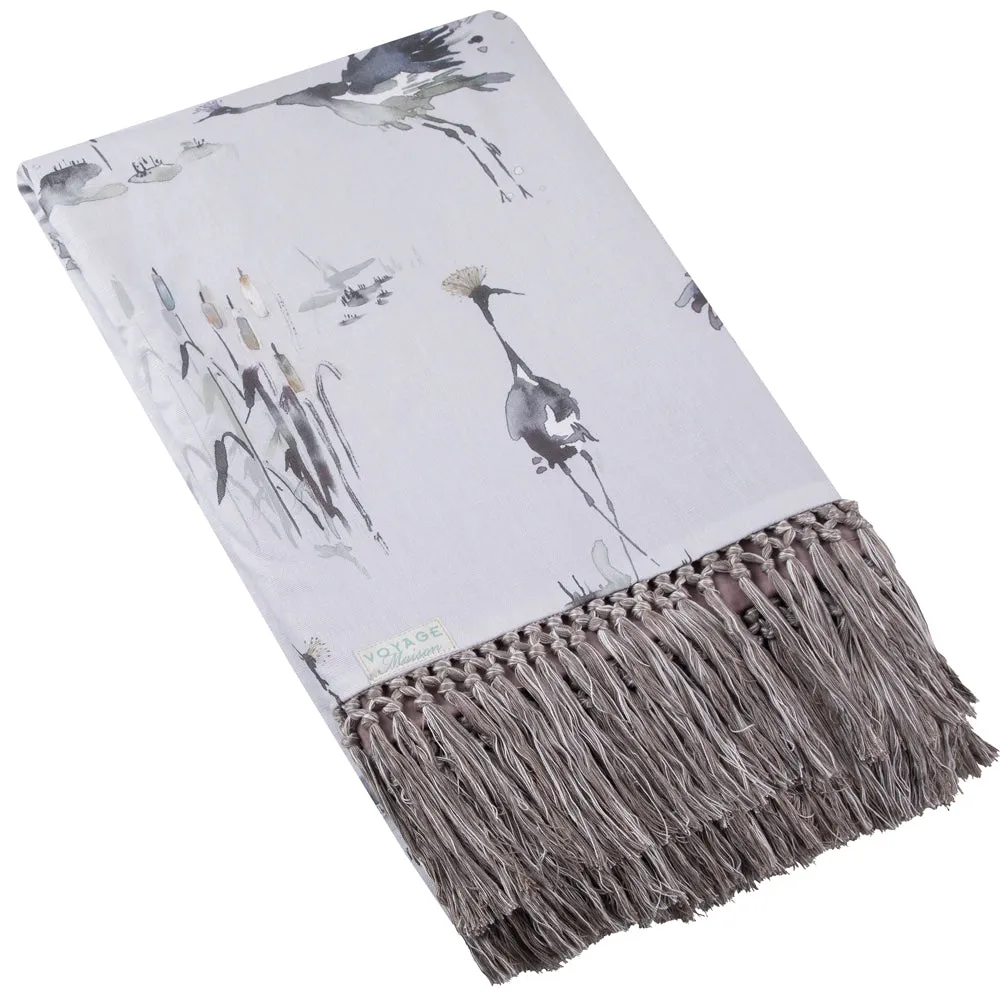 Cranes Printed Throw Ironstone