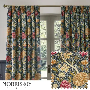 Cray Floral Velvet Pencil Pleat Curtains Indigo/Berry modern fashion rug  