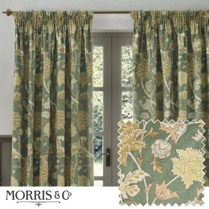 Cray Floral Velvet Pencil Pleat Curtains Sage/Sunflower modern fashion rug  
