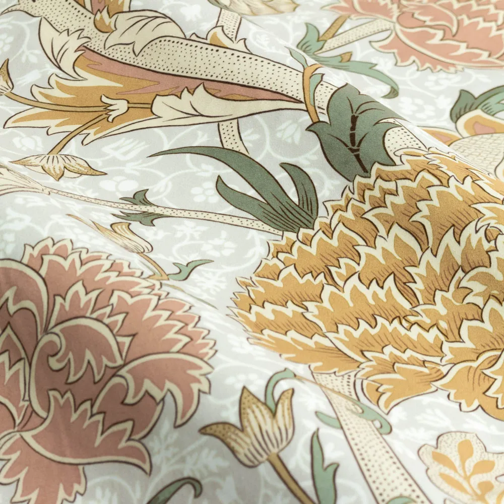 Cray Floral Velvet Pencil Pleat Curtains Stone/Clay