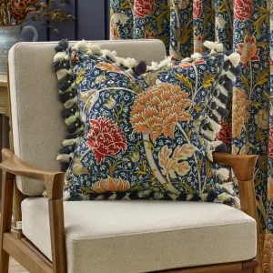 Cray Tasselled Velvet Cushion Indigo/Berry modern fashion rug  