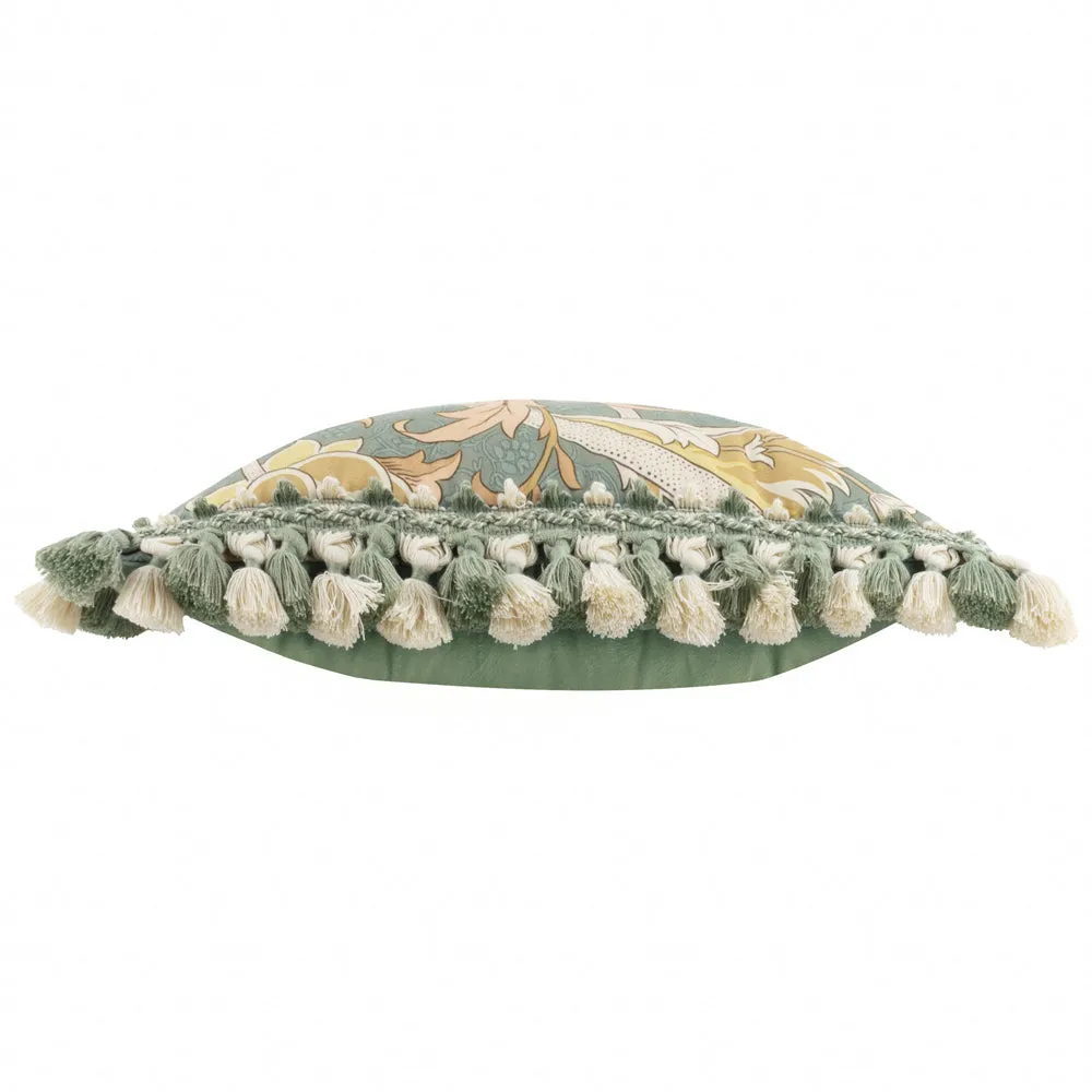 Cray Tasselled Velvet Cushion Sage/Sunflower