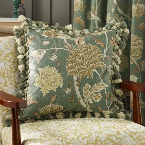 Cray Tasselled Velvet Cushion Sage/Sunflower modern fashion rug  