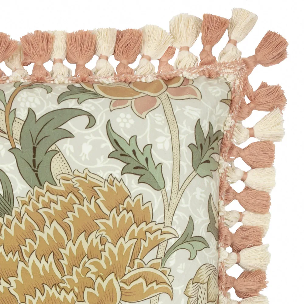 Cray Tasselled Velvet Cushion Stone/Clay