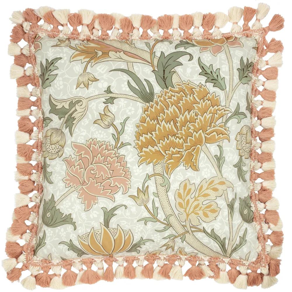 Cray Tasselled Velvet Cushion Stone/Clay