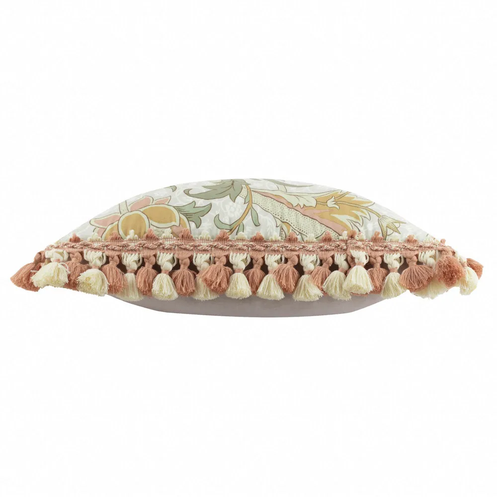 Cray Tasselled Velvet Cushion Stone/Clay