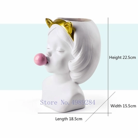 Creative Resin vase Cute girl bubble ceramic table ornament