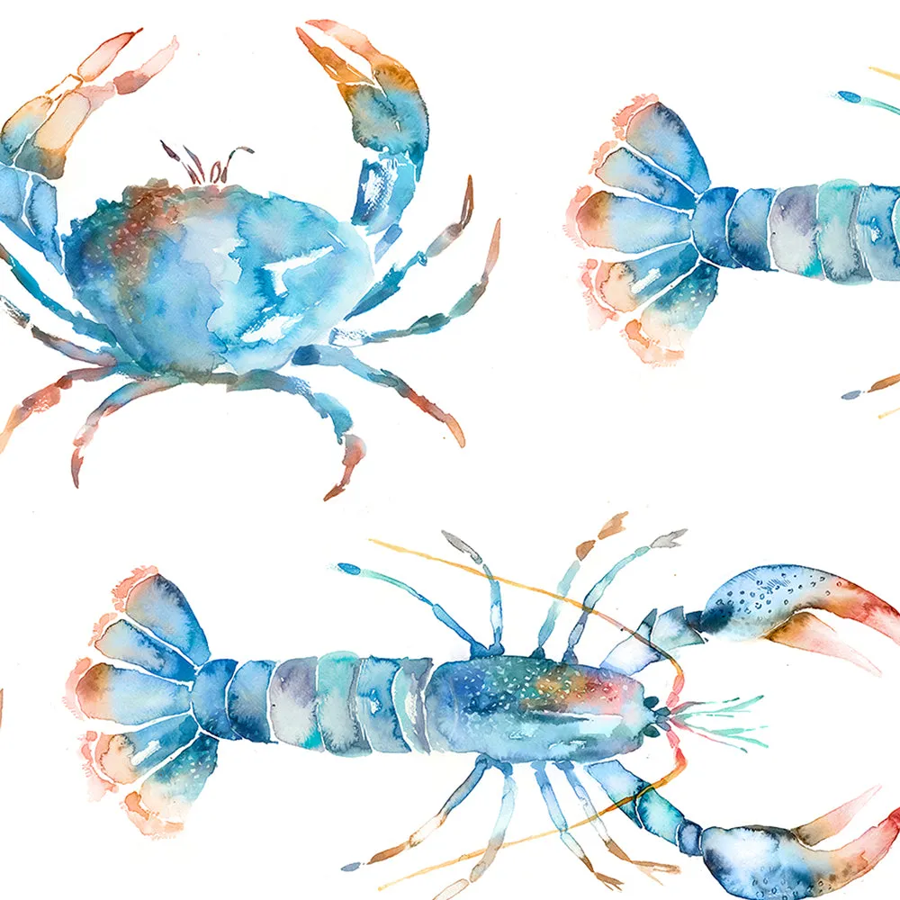 Crustaceans Printed Cotton Made to Measure Roman Blinds Cobalt