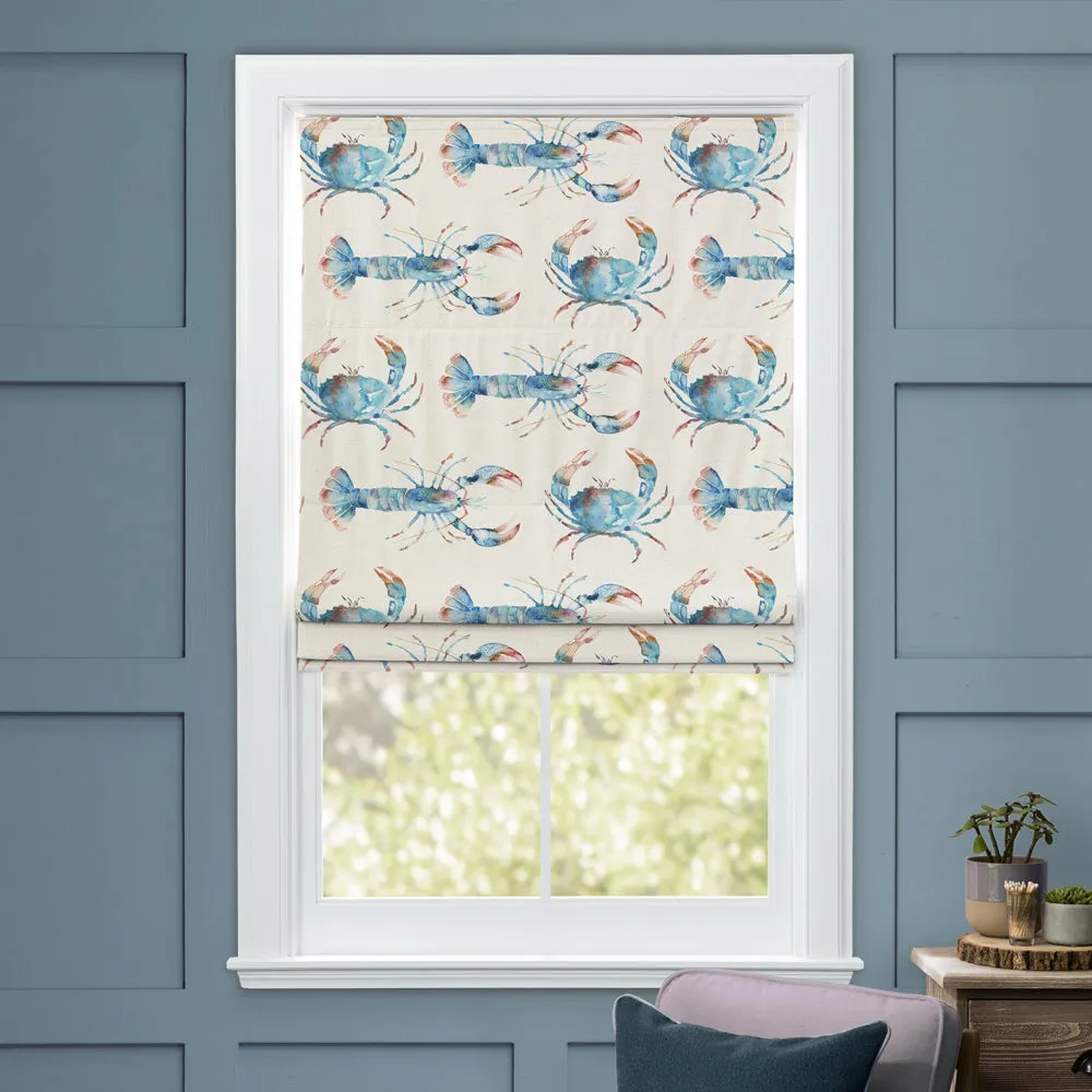 Crustaceans Printed Cotton Made to Measure Roman Blinds Cobalt