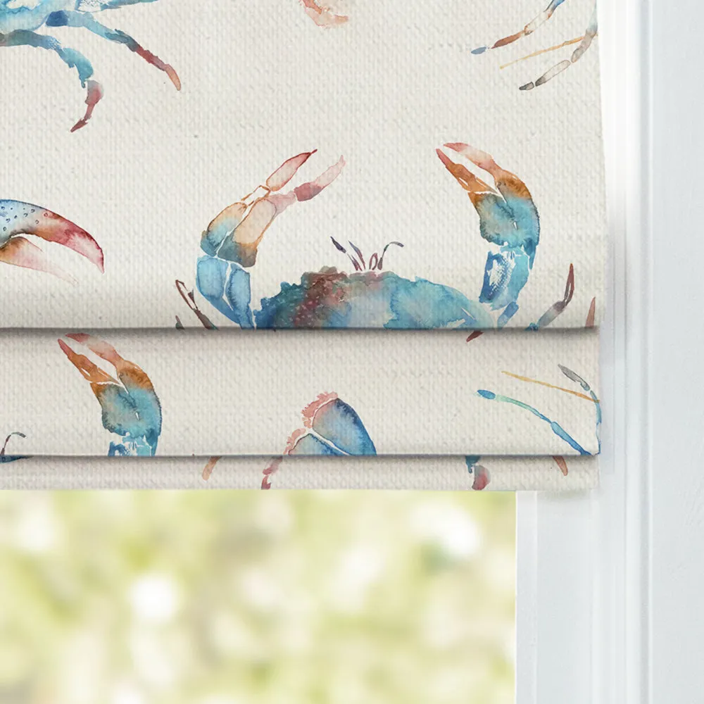 Crustaceans Printed Cotton Made to Measure Roman Blinds Cobalt