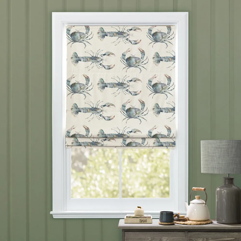 Crustaceans Printed Cotton Made to Measure Roman Blinds Slate