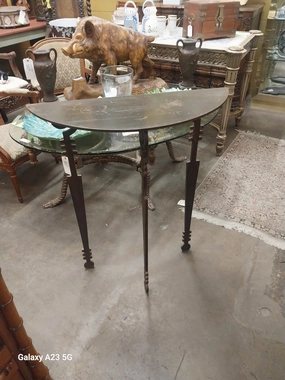 CUSTOM MADE STEEL DEMI LUNE TABLE BY DALLAS ARTIST STU CRAFT artistic wall mural