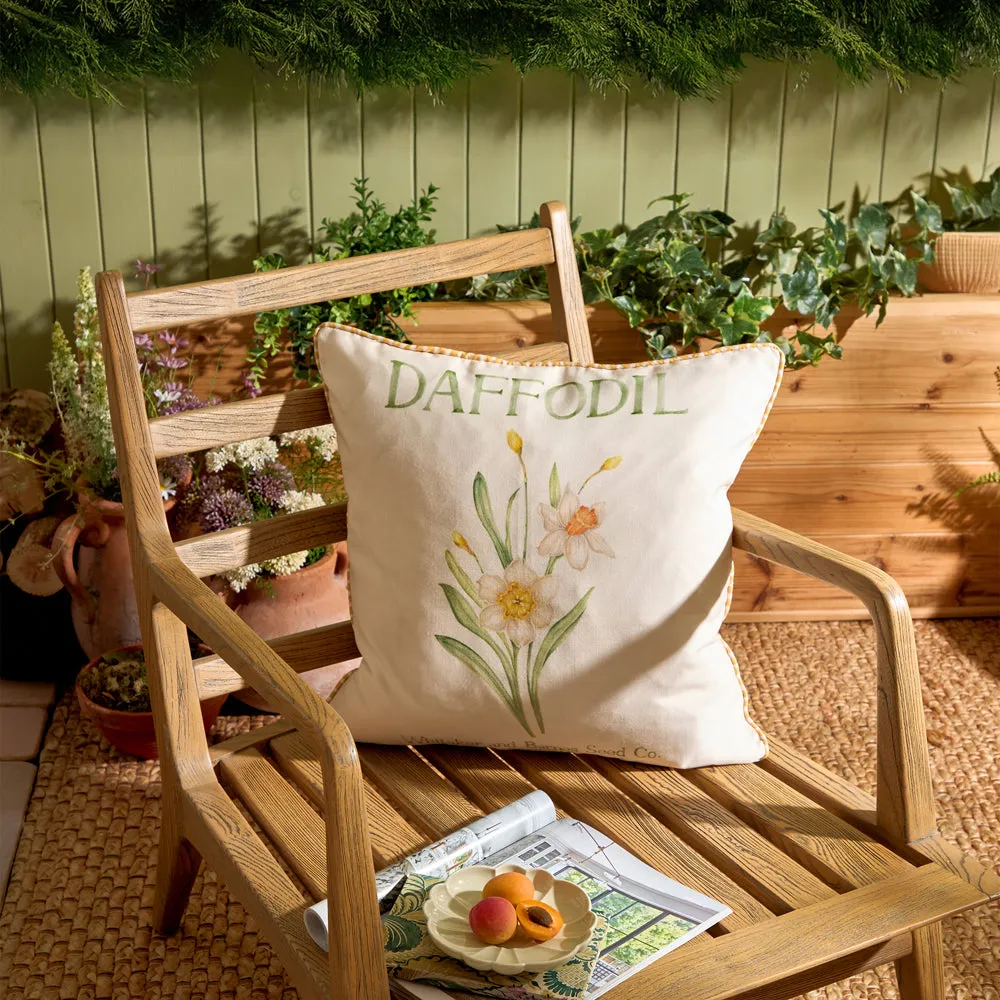 Daffodil Printed Outdoor Cushion Yellow