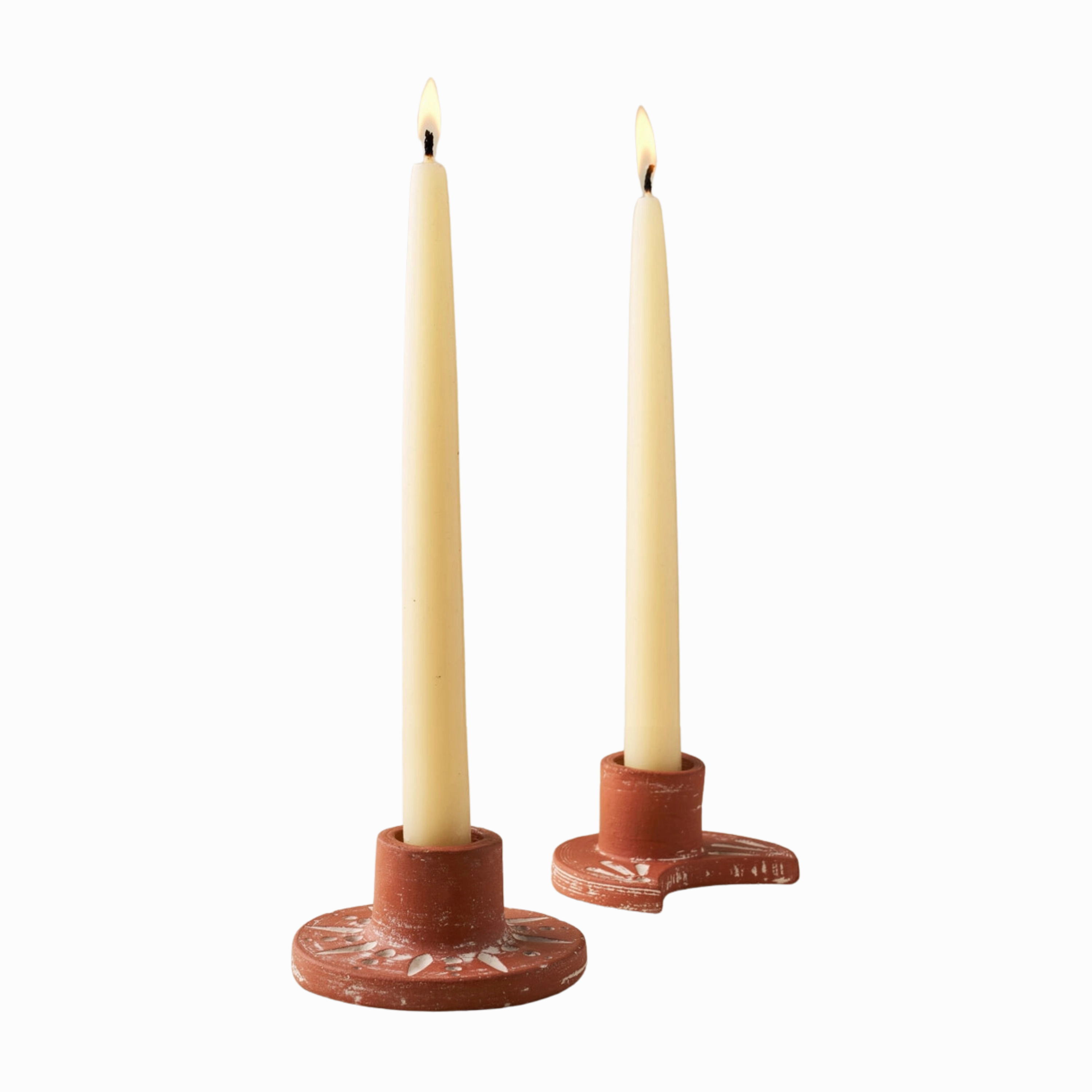 Daksha Terracotta Moon Taper Candle Holder minimalist art object  