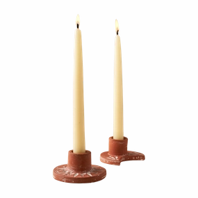 Daksha Terracotta Moon Taper Candle Holder minimalist art object  