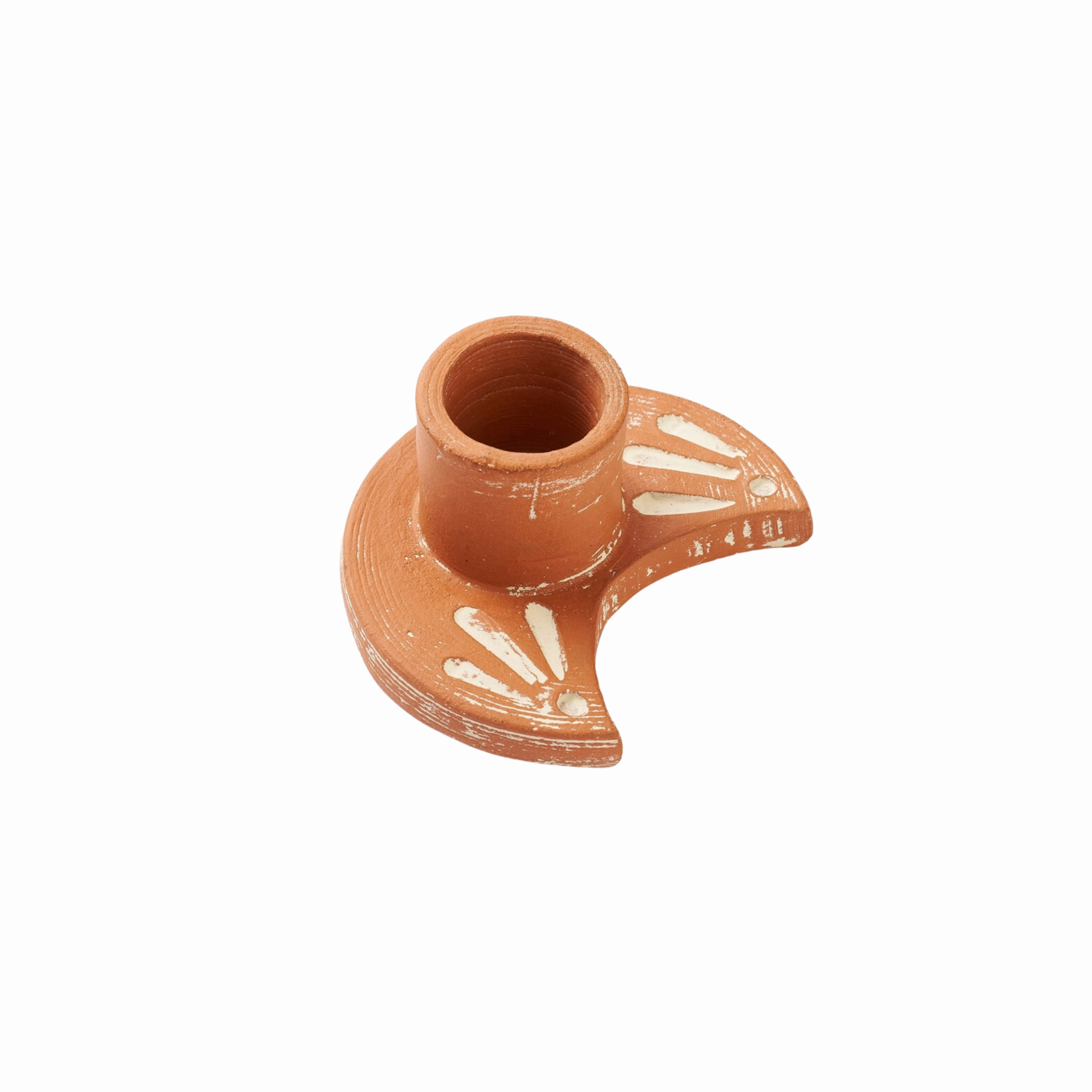 Daksha Terracotta Moon Taper Candle Holder