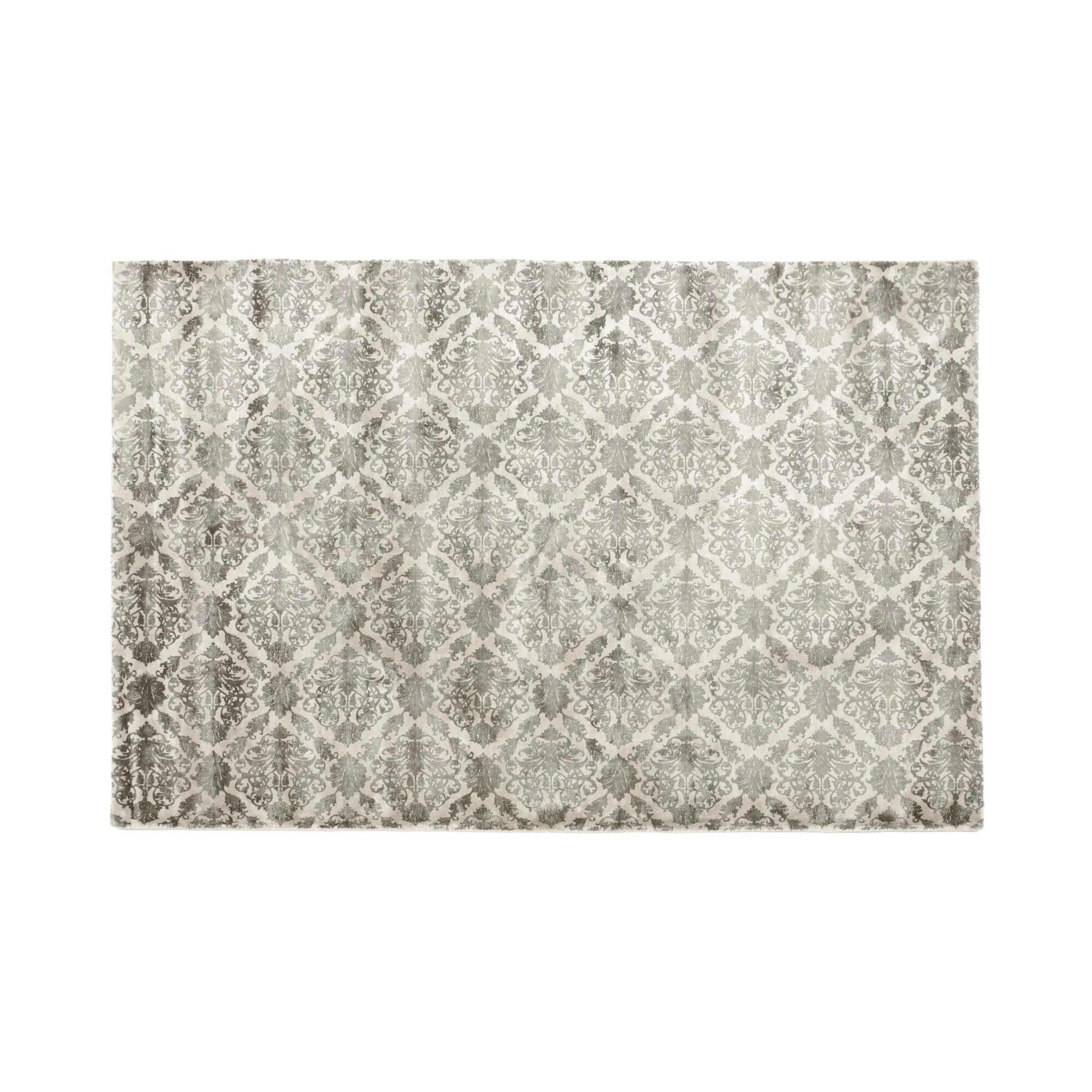 Damask Viscose Rug L 2600  1700 Light Gray