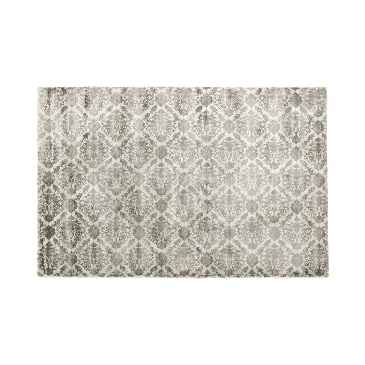Damask Viscose Rug L 2600  1700 Light Gray neutral everyday carpet