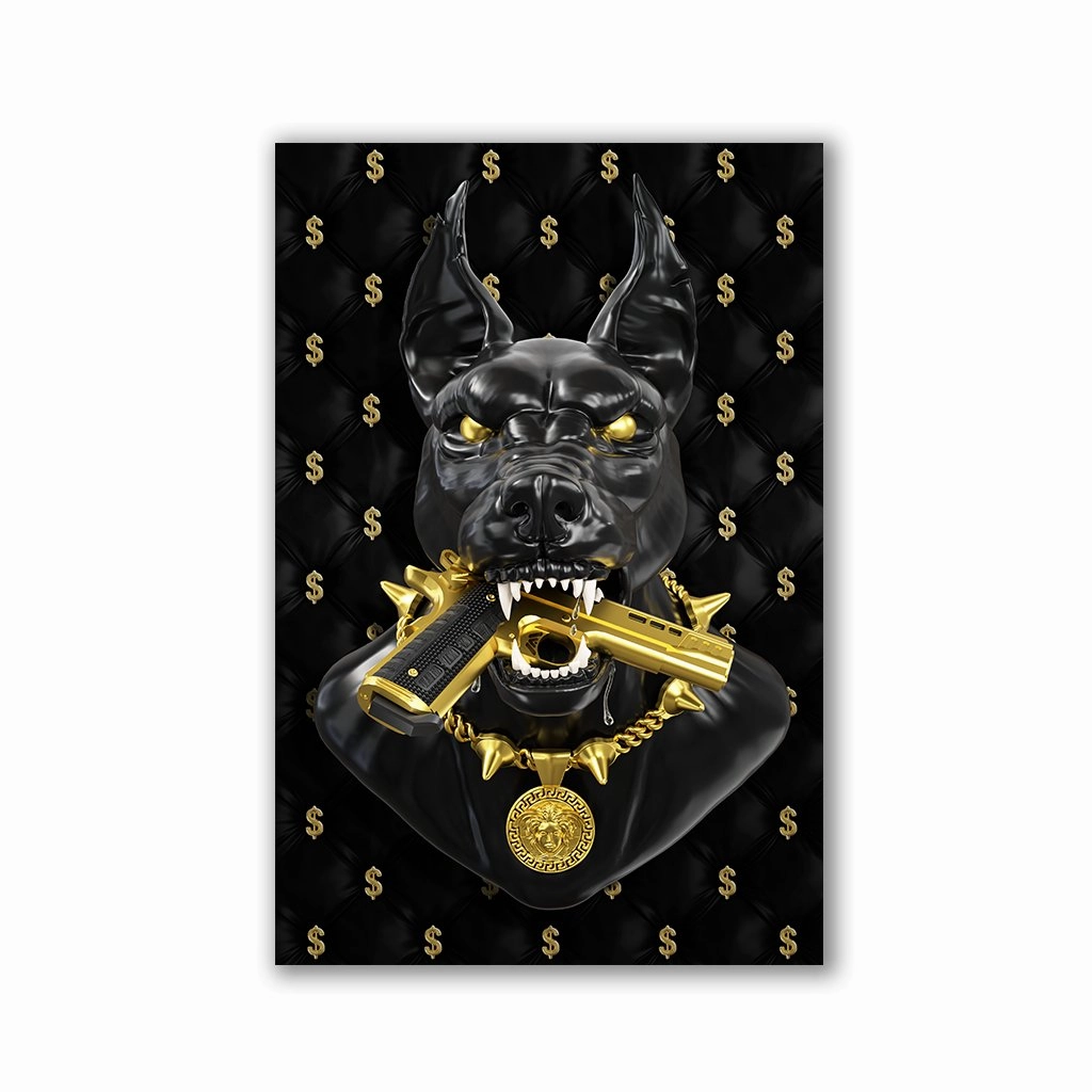 Dangerous Rich Dog by Adrian Vieriu framed mural artwork