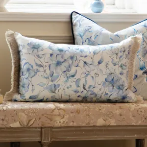 Daphne Printed Ruche Fringe Cushion Blue modern fashion rug  